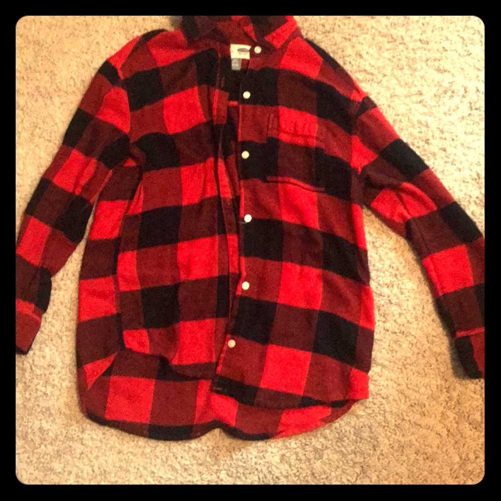 Red and black button-up flannel